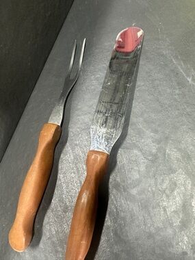 Cutco Wood-Handled Carving Fork and Knife Set - Brown Handles